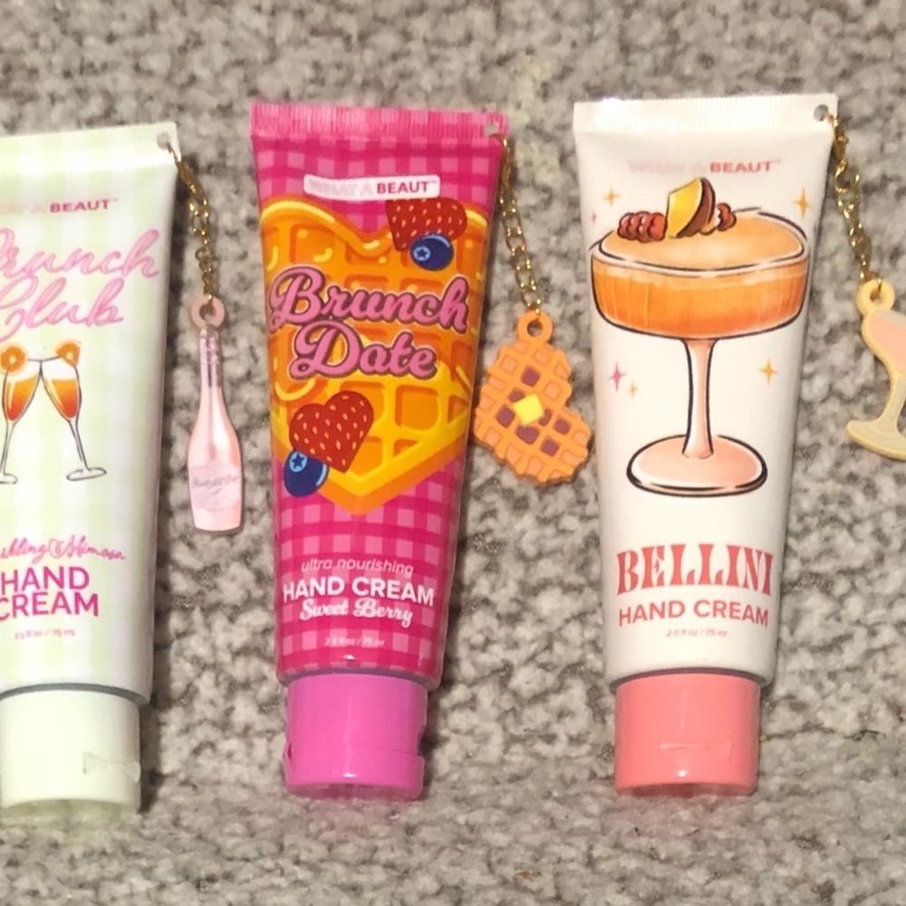 What A Beaut Hand Creams w/Charms, Brunch Club, Brunch Date & Bellini (Set of 3)